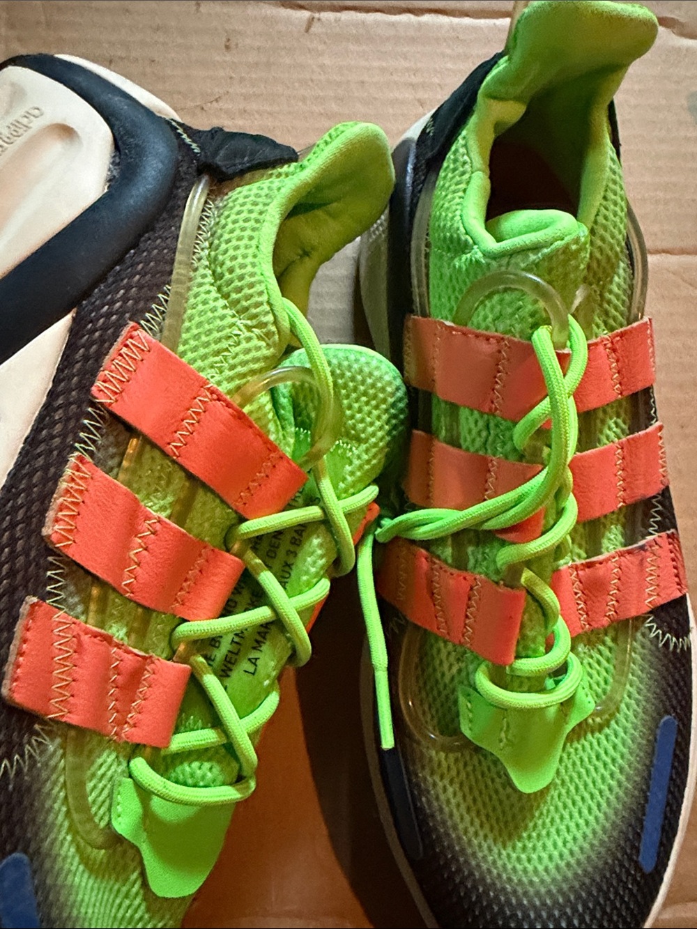 Adidas Neon Green and Orange Athletic Sneakers men size 8.5 track SALE $15 - Picture 4 of 5